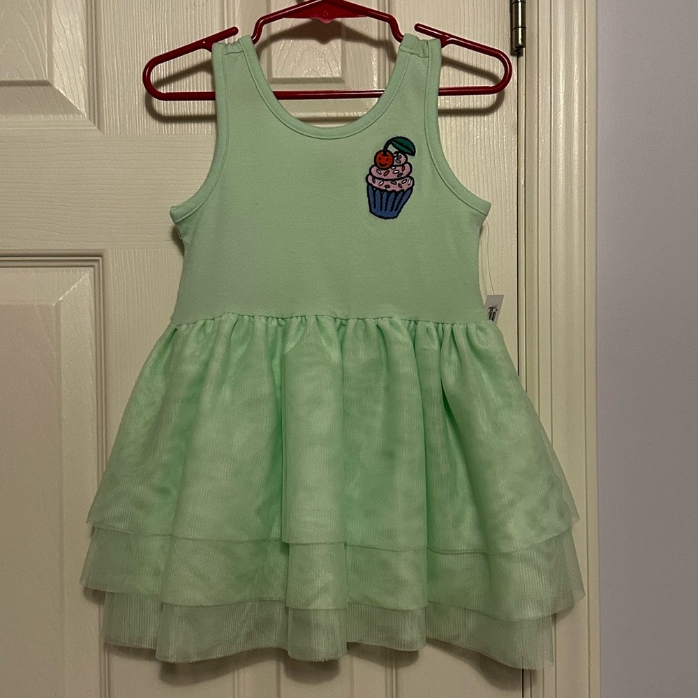 Mint Green Sleeveless Dress with Cupcake Patch